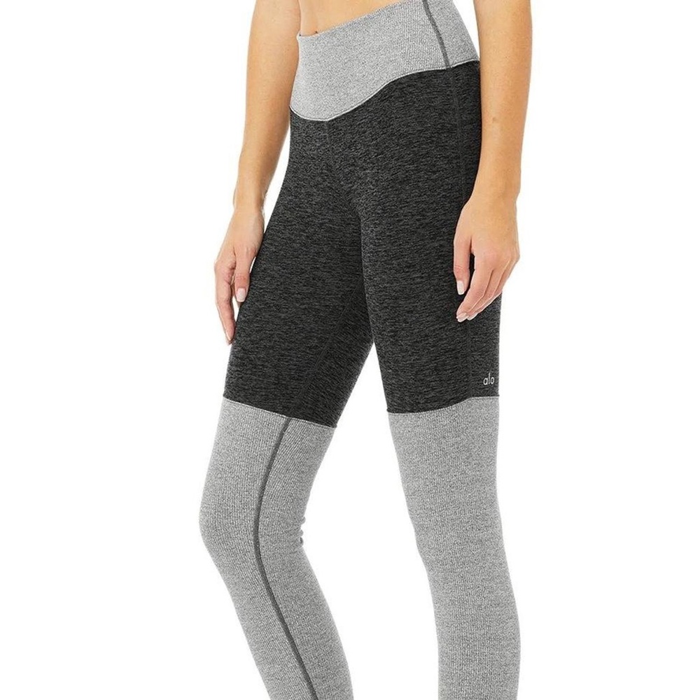 Alosoft goddess ribbed high waist leggings - XS - gray and Heather gray